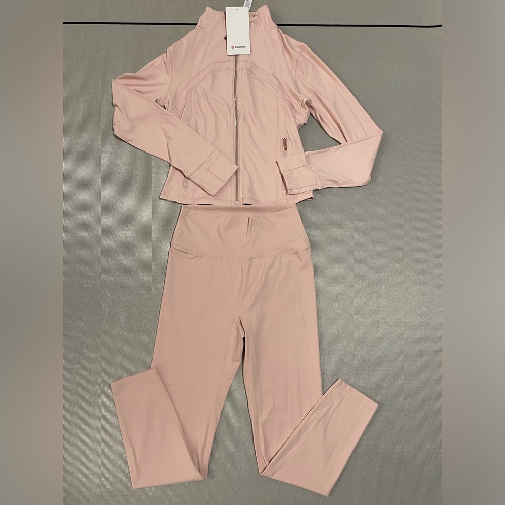 lululemon athletica Blush Pink Bomber Jacket & High-Waist Leggings Set